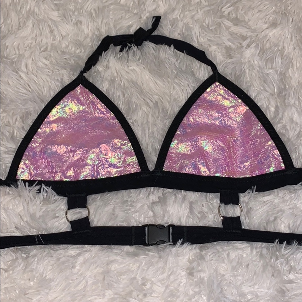 Shimmery Pink Rave or Festival Buckle Top